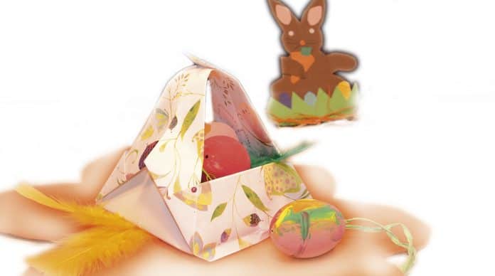 Bastle ein Origami-Osterkörbchen